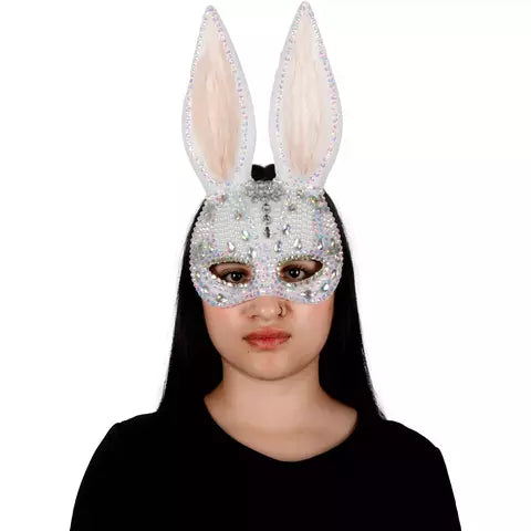 Antifaz conejo blanco brillante