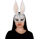 Máscara Antifaz Conejo Blanco Brillante - La Oveja Negra Disfraces